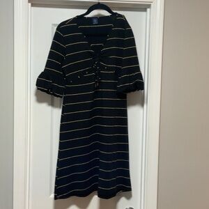 Chic Black Dress with Gold Stripes